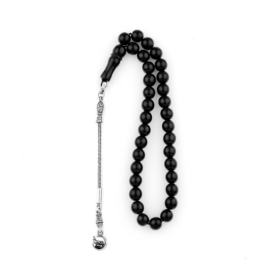 rosary made of lignite stone decorated with a Grey wolf symbol - 1