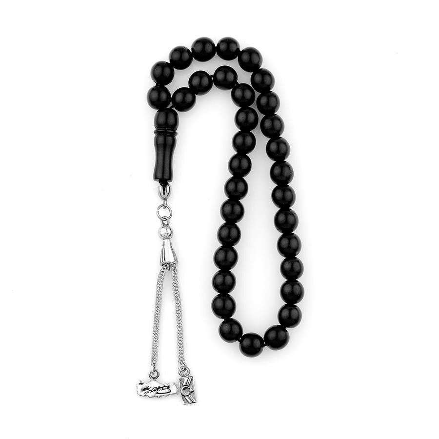 Rosary made of lignite stone decorated with Ataturk's signature - 1