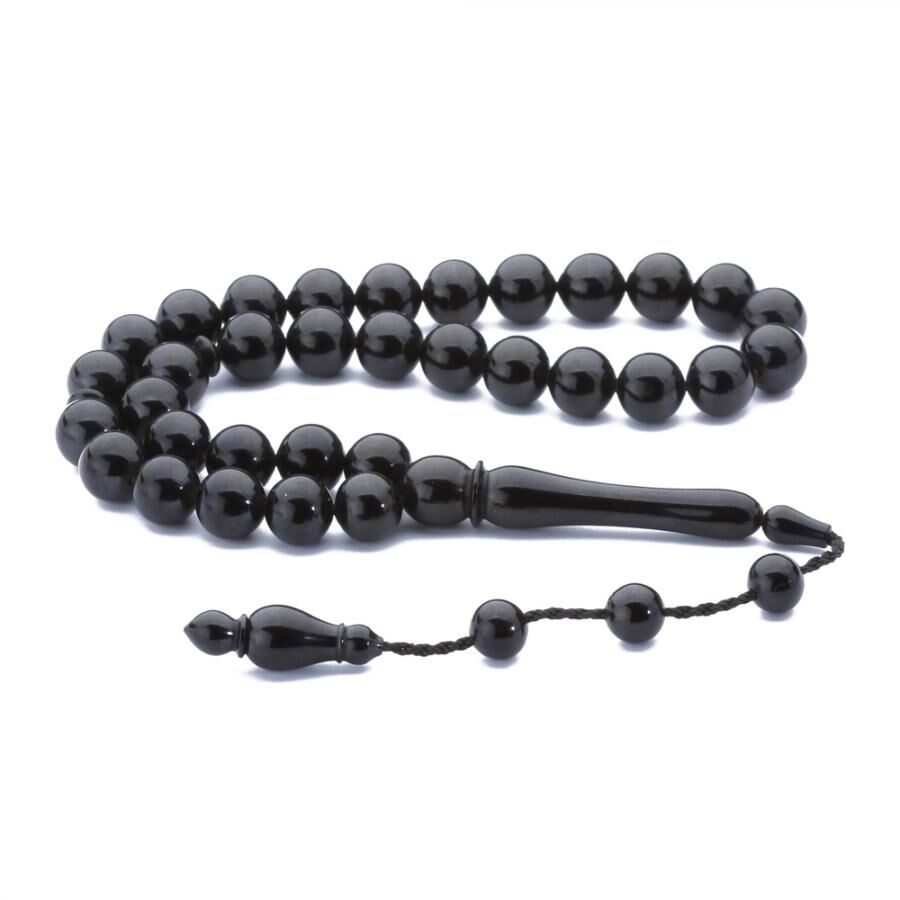 Rosary made of lignite stone with spherical and high-precision beads - 2