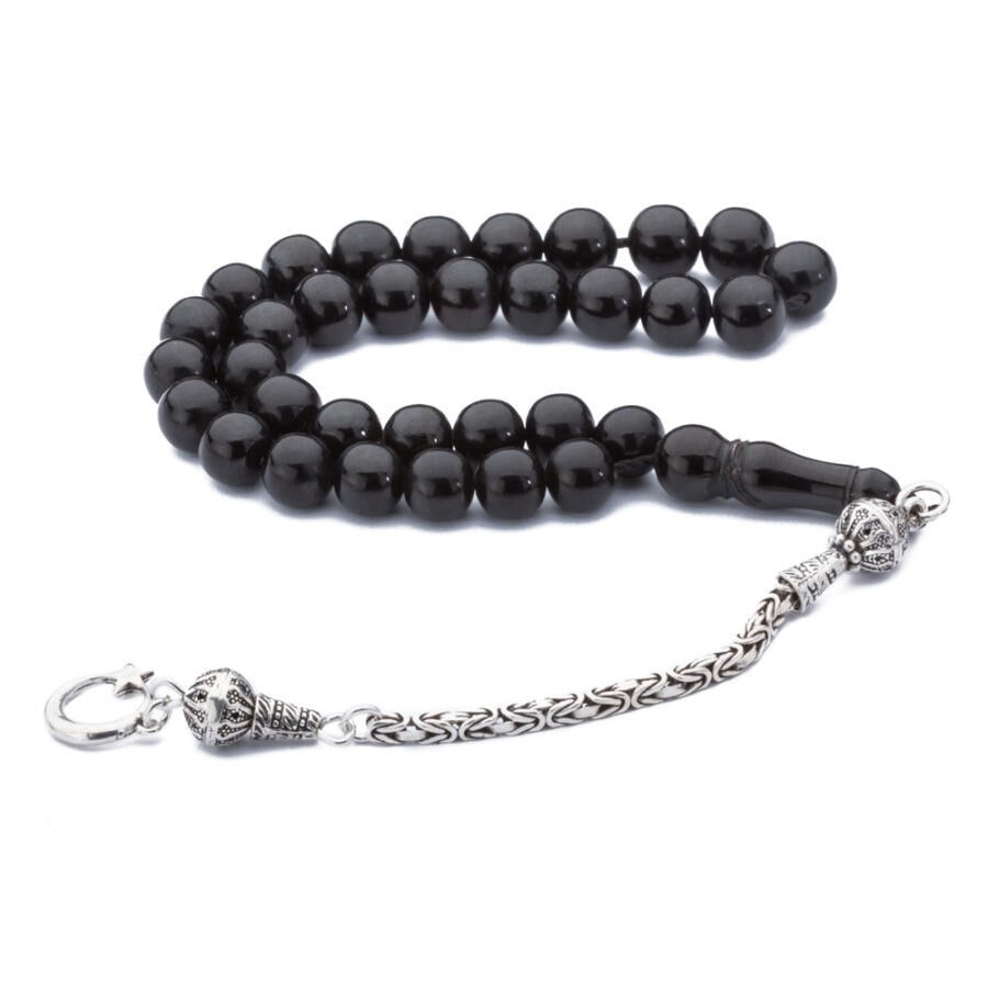 Rosary made of lignite stone with spherical beads - 2