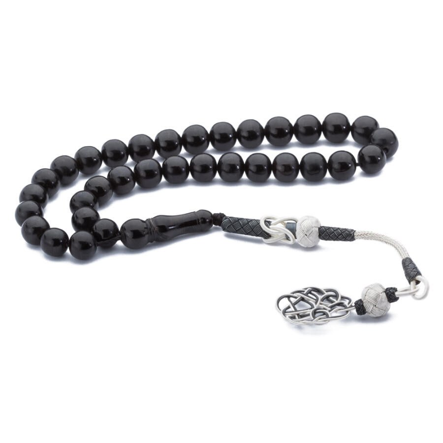 Rosary made of lignite stone with spherical beads - 3