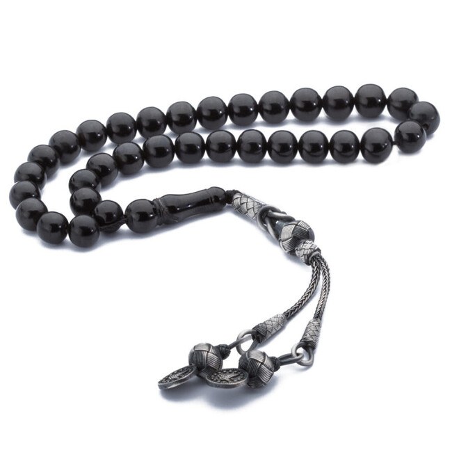 Rosary made of lignite stone with spherical beads - 4