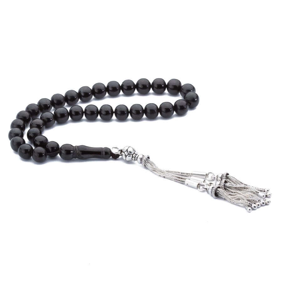 Rosary made of lignite stone with spherical beads - 5