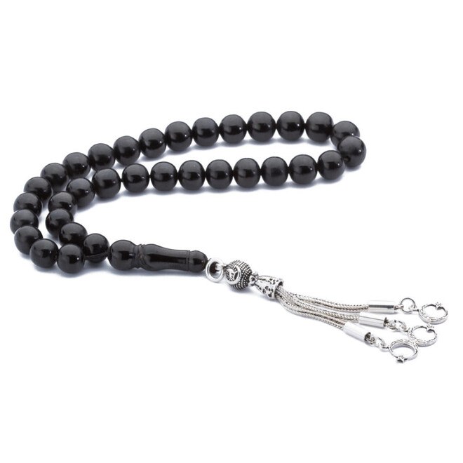 Rosary made of lignite stone with spherical beads - 6