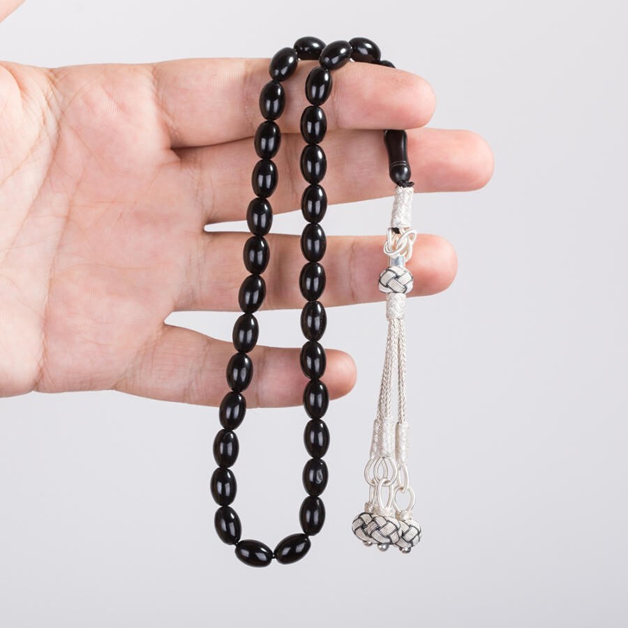 Rosary made of lignite with a silver Qazzazia art- designed tassel - 1