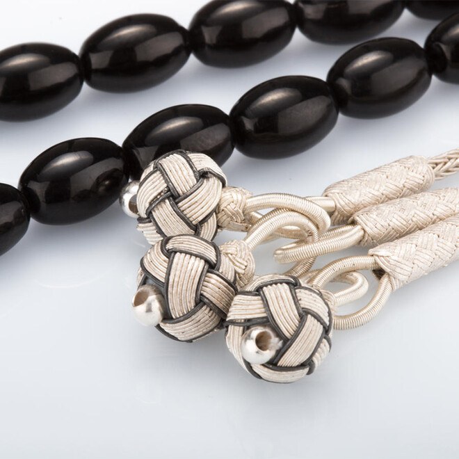 Rosary made of lignite with a silver Qazzazia art- designed tassel - 2