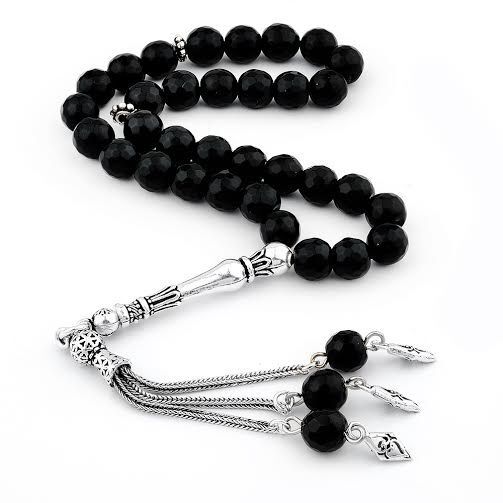 Rosary made of Onyx Stone with a 925 silver tassel - 1