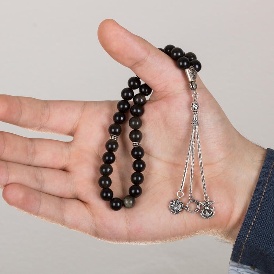 Rosary made of onyx stone with tassel decorated with symbols of the General Staff - 1