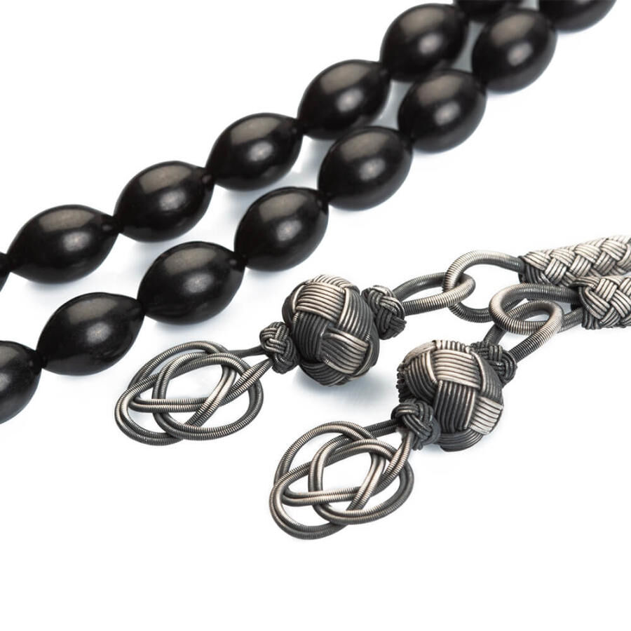 Rosary made of original lignite stone with a Qazzazia art designed silver tassel - 2