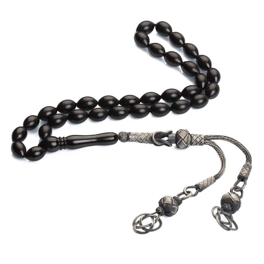 Rosary made of original lignite stone with a Qazzazia art designed silver tassel - 3