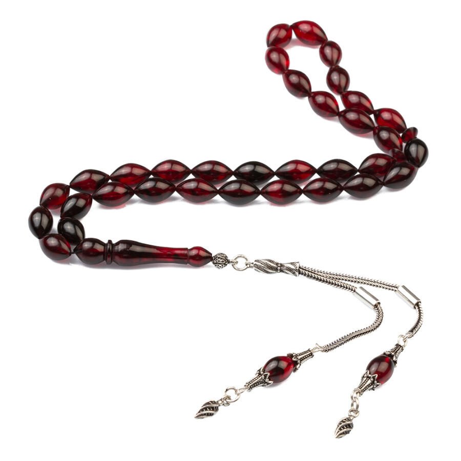 Rosary made of pressed amber in a black-burgundy color - 3