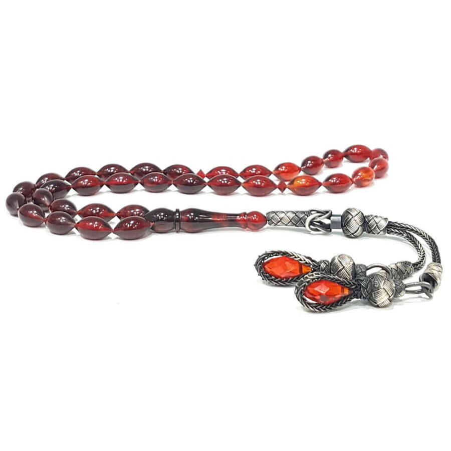 Rosary made of pressed amber mixed in color - 1