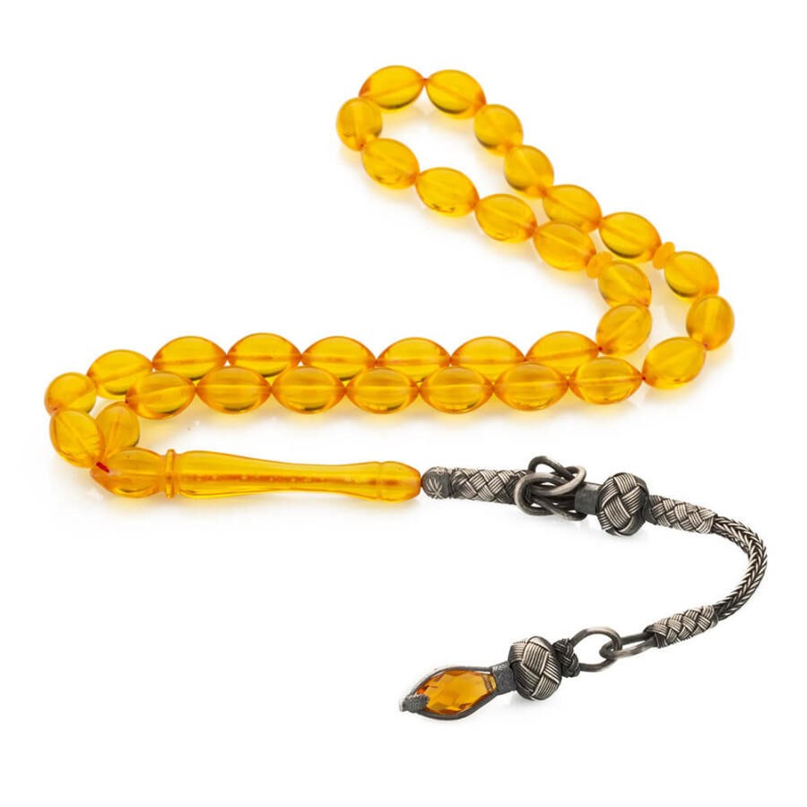 Rosary made of pressed amber with a Qazzazia silver tassel - 4