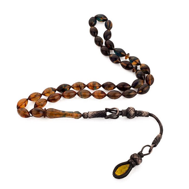 Rosary made of Pressed Amber with mixed-colored beads - 1