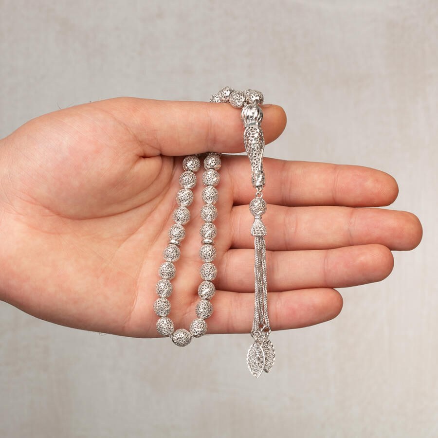 Rosary made of silver perforated by filigree using a silver pen - 2