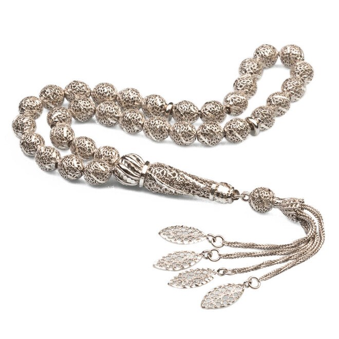 Rosary made of silver perforated by filigree using a silver pen - 1