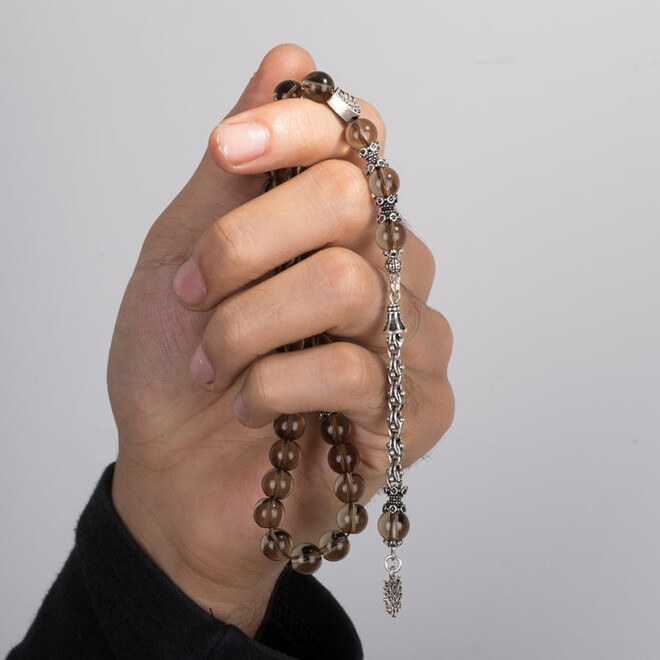 Rosary made of Smoky quartz with baklava chain shaped tassel - 2