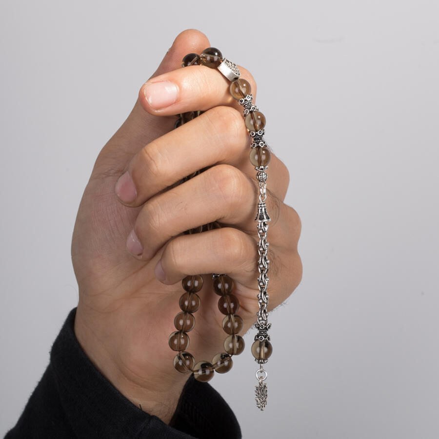 Rosary made of Smoky quartz with baklava chain shaped tassel - 2