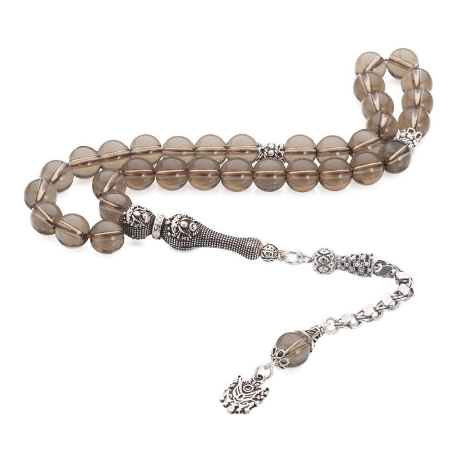 Rosary made of Smoky quartz with baklava chain shaped tassel - 3