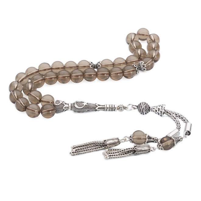 Rosary made of Smoky quartz with tassel terminated in short chains - 3