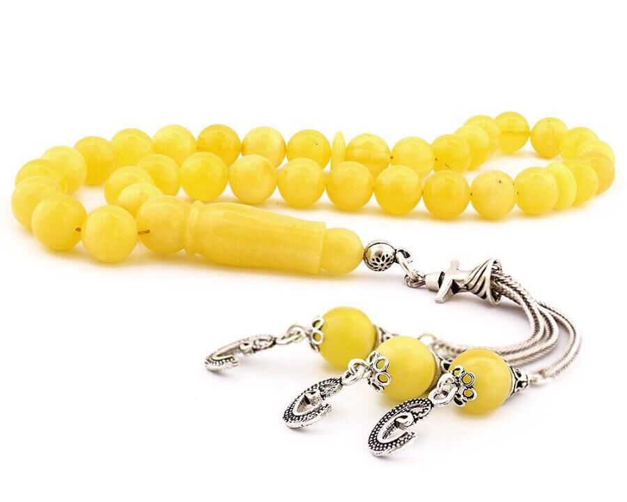 Rosary of amber drops with a tassel decorated with Waw letter - 1