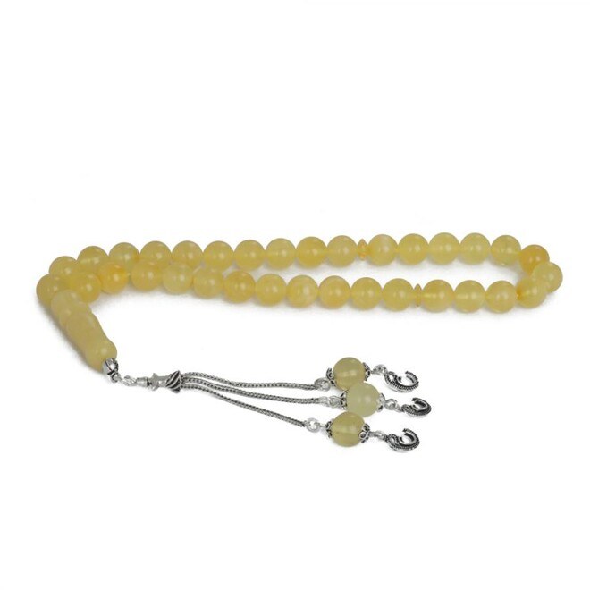 Rosary of amber drops with a tassel decorated with Waw letter - 2