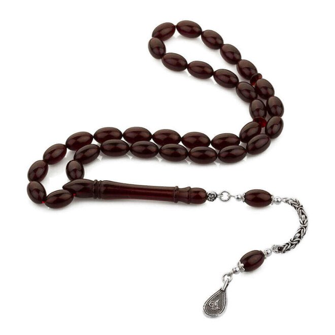 Rosary of pressed amber with an ottoman tassel decorated with the symbol of the tughra - 5