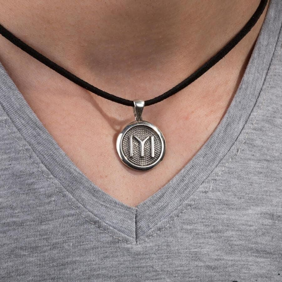 Round Cut Kayi Length Silver Men's Necklace - 3