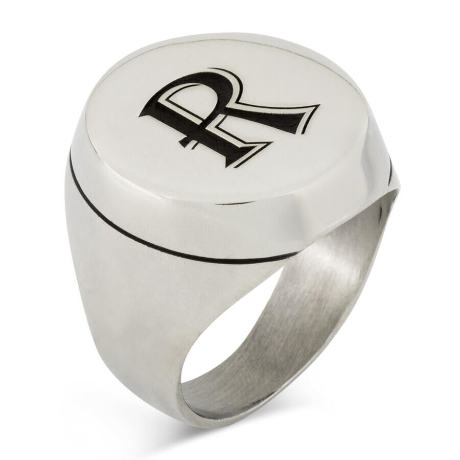 Round Design Simple Men's Ring 925 Sterling Silver with Personalized Letters - 1