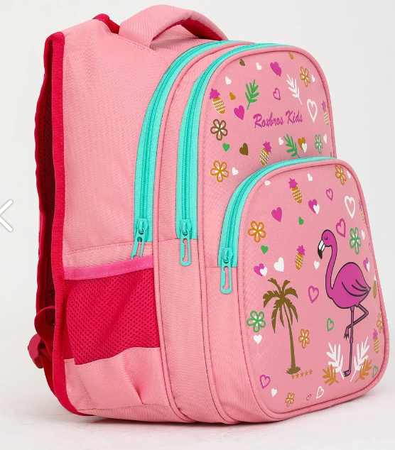 Roxbros Pink Flamingo Primary School Bag + Lunch Box for Girls - 3