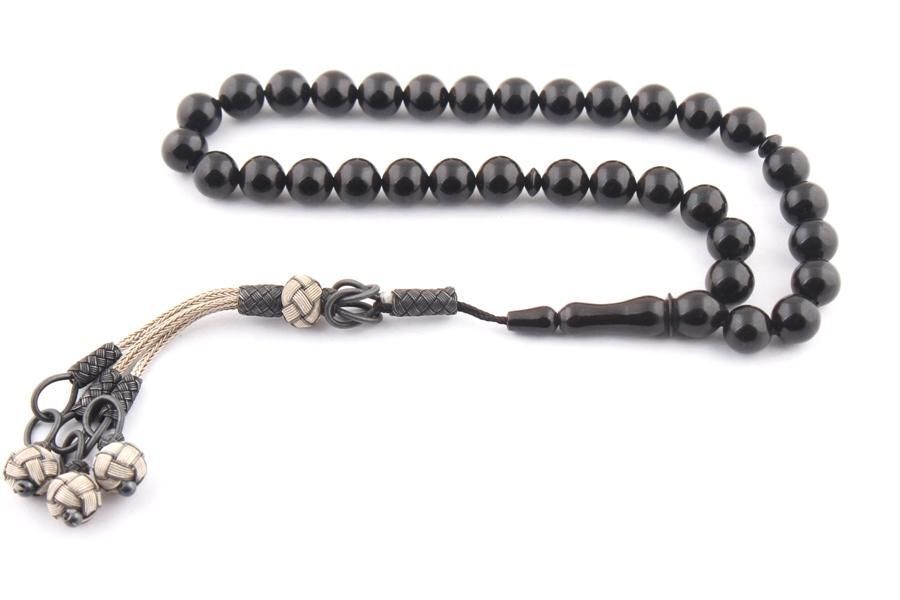 Rrosary made of lignite stone with a silver tassel - 1