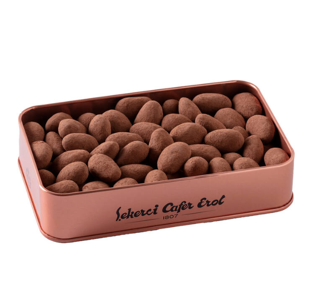 şekerci cafer Cocoa Cinnamon Princess Almond Dragee in Bronze Tin - 1