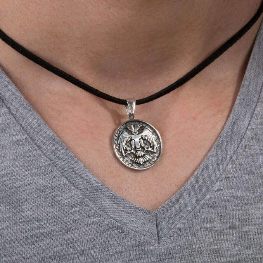 Seljuk Eagle Motif Sterling Silver Men's Necklace - 2