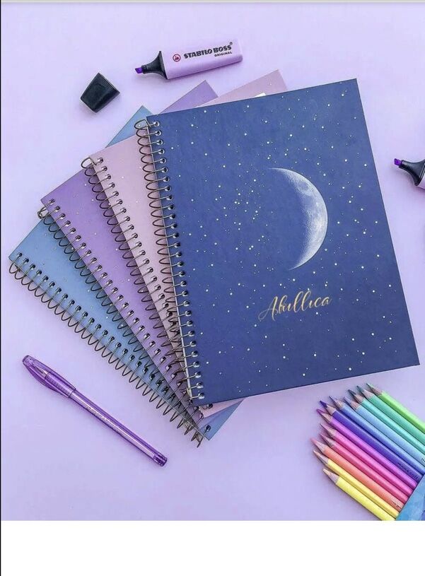 Set of 4 Moon Series Unruled Notebooks - 1