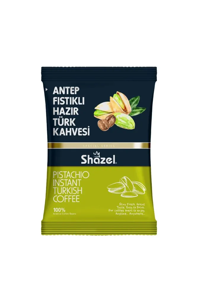 Shazel Instant Turkish Coffee with Pistachio 100G x 4 Pieces - 1