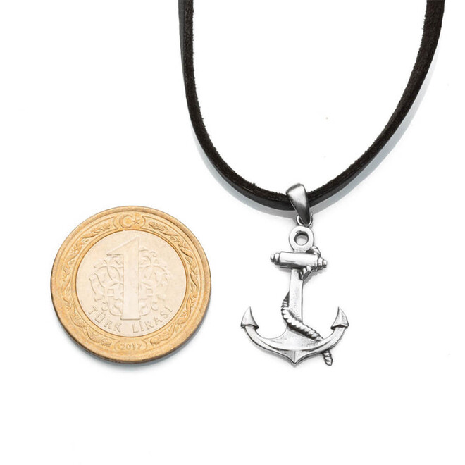 Ship Anchor Sterling Silver Men's Necklace - 2