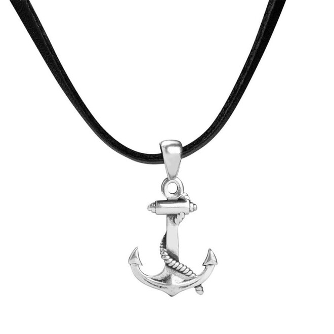 Ship Anchor Sterling Silver Men's Necklace - 1