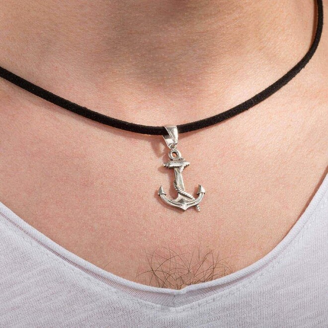 Ship Anchor Sterling Silver Men's Necklace - 3