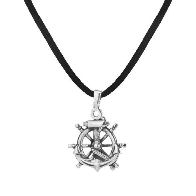 Ship Helm Sterling Silver Men's Necklace - 1