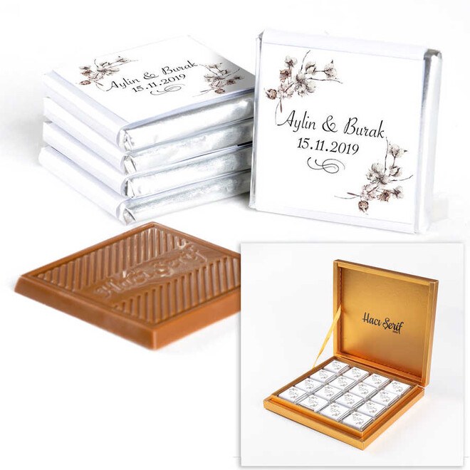 Special luxury chocolate for occasions and weddings in a golden box of 32 pieces from Haci Sarif - 8