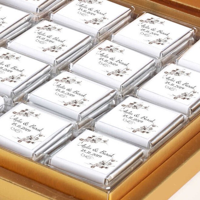 Special luxury chocolate for occasions and weddings in a golden box of 32 pieces from Haci Sarif - 10