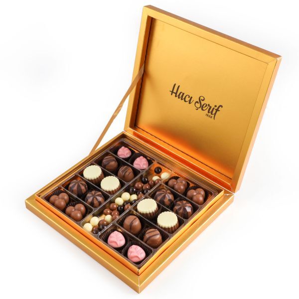 Special luxury chocolate in elegant golden box 290 grams from Haci Sarif - 2