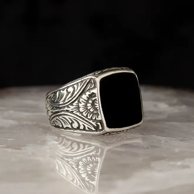 Tesbihevim Specially Engraved 925 Sterling Silver Men's Ring - 2