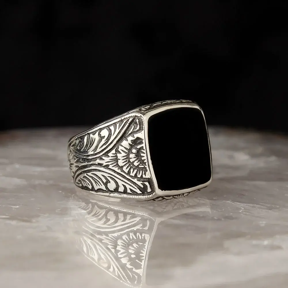 Tesbihevim Specially Engraved 925 Sterling Silver Men's Ring - 2