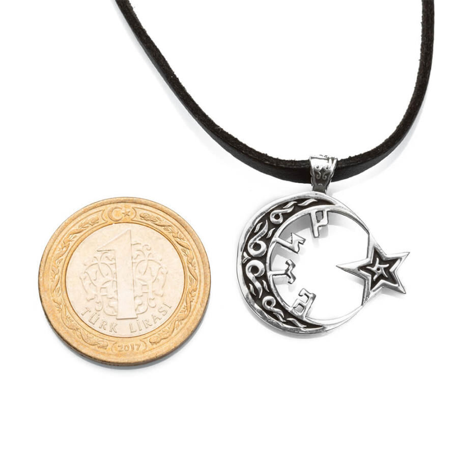 Star and Moon Gokturk Sterling Silver Necklace - 2