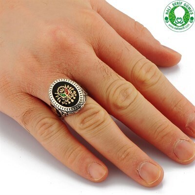 Sterling silver oval men's ring engraved with the emblem of the Ottoman Empire - 2