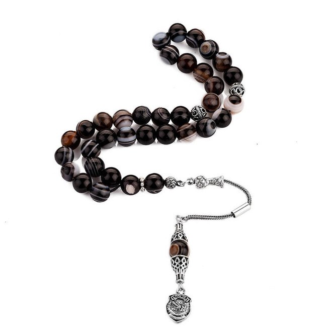 Sulaymani Agate Stone Rosary with a tassel bearing a special police symbol - 1