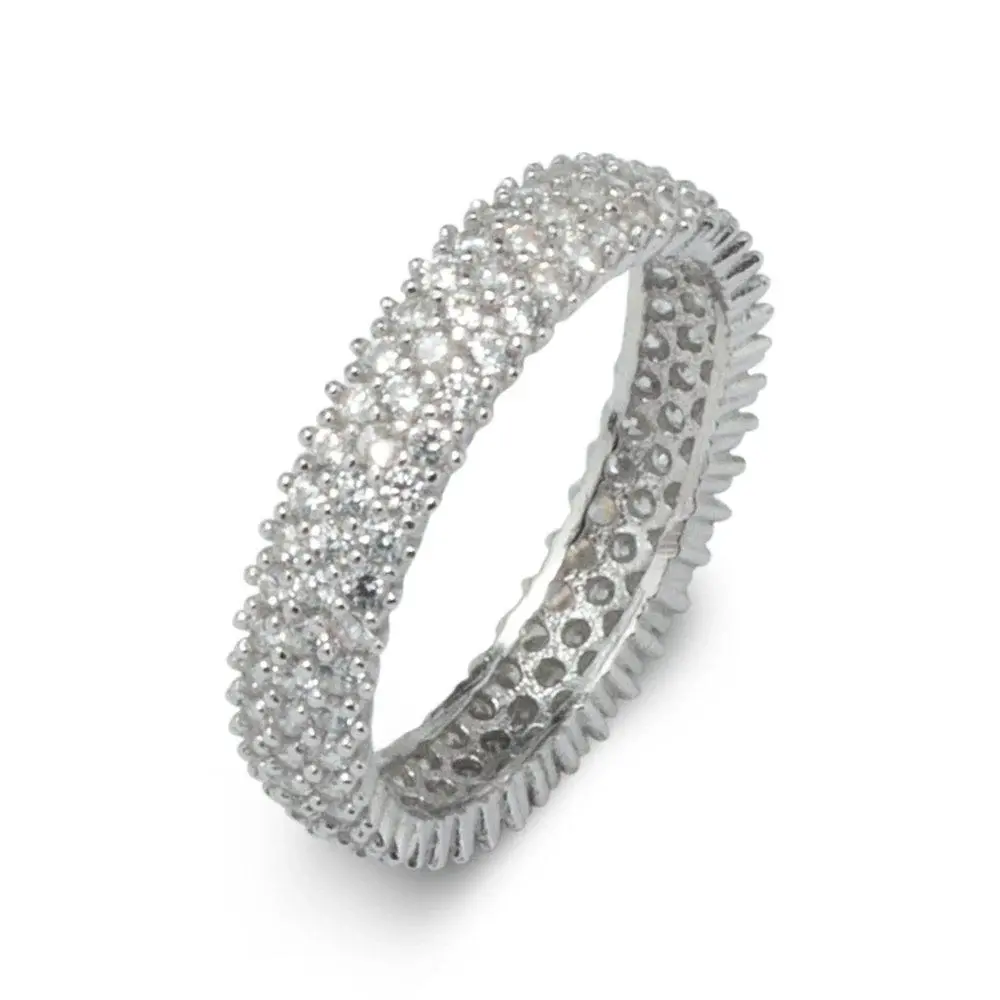 Takıhan 925 Sterling Silver 3-Row Full-Tour Model Ring - 1