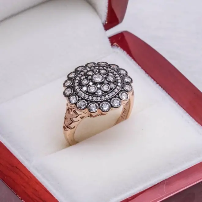 Takıhan 925 Sterling Silver Apple Mount Flower Figure Women's Ring - 1