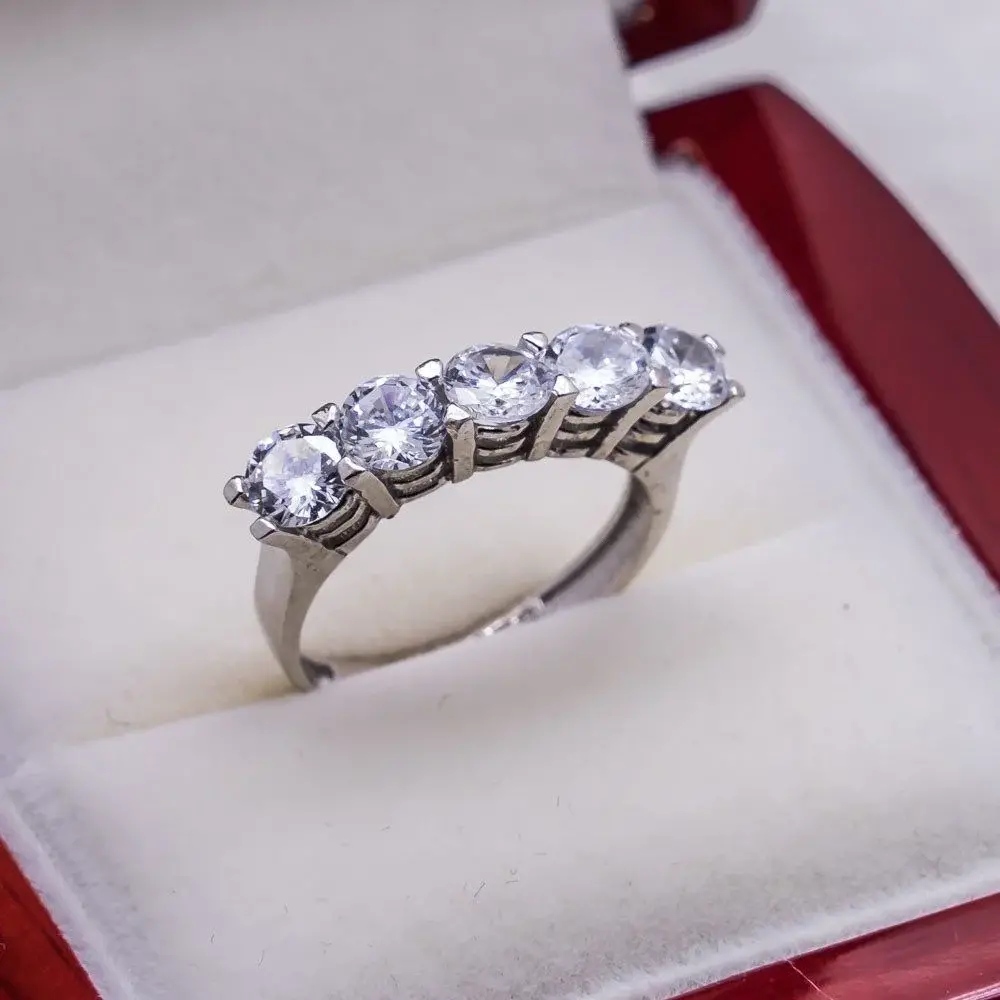 Takıhan 925 Sterling Silver Five-Stone Women's Ring Model 2 - 1